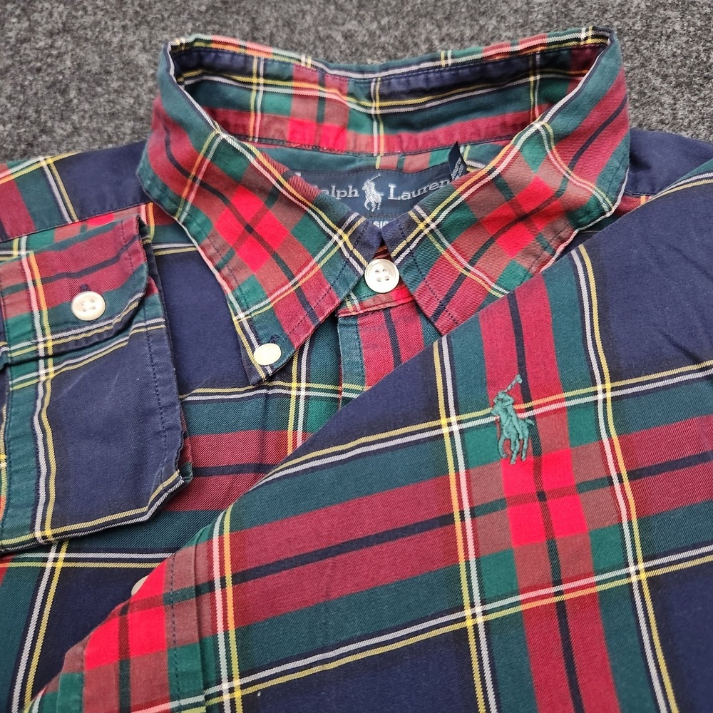 Ralph Lauren Mens XL Red‎ Green Blie Plaid Classic Fit Button Down Shirt